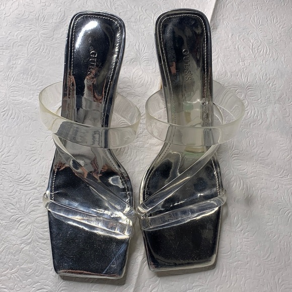 Guess Lavali Clear/Metallic Strap Sandals - Picture 2 of 6